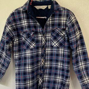 Boys plaid flannel quilt lined vintage shirt jacket timber run brand